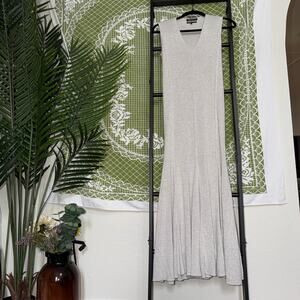 Something Navy Silver Metallic Knit Maxi Dress